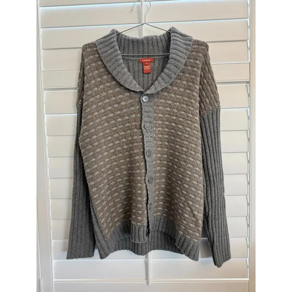 Sundance wool blend button down knit sweater size Medium